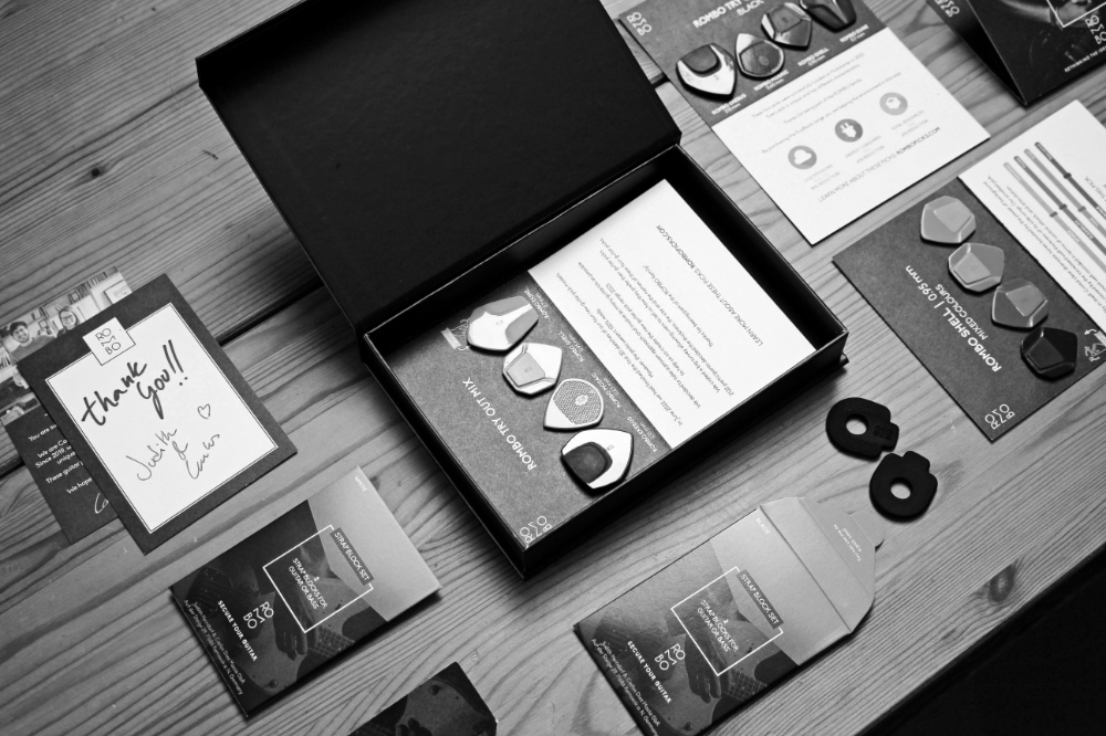 A collection of branded promotional products